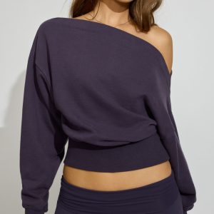 SoftTerry Rib Off Shoulder Sweater
